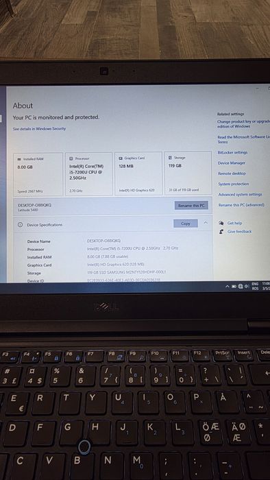 Laptop Dell Latitude 5480 intel  i.5 7200U 8 gb rami