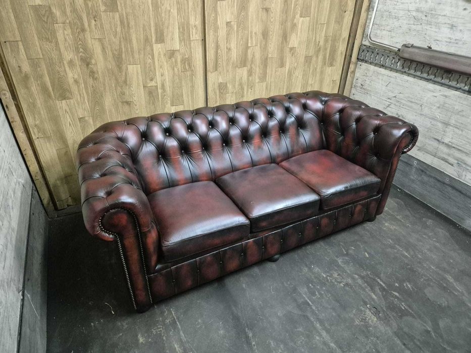 Chesterfield - canapea 3 locuri piele naturala