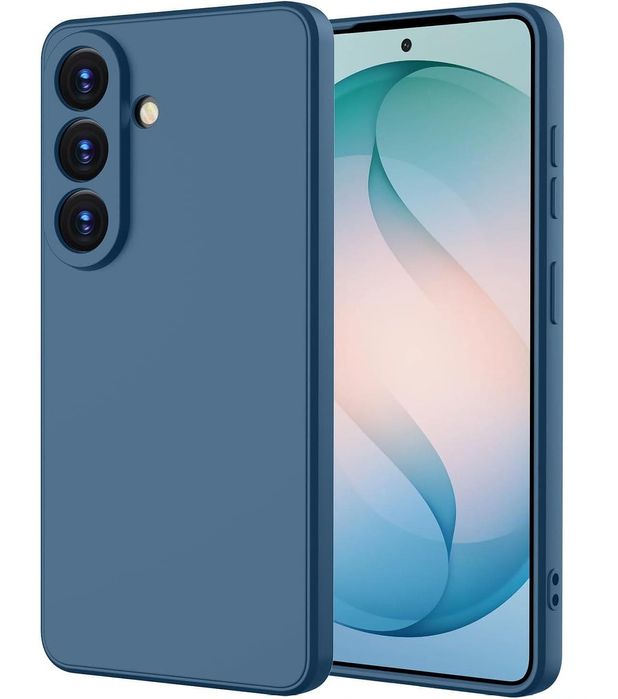 Матов силиконов кейс за samsung galaxy s26 - тъмно син - със защита на