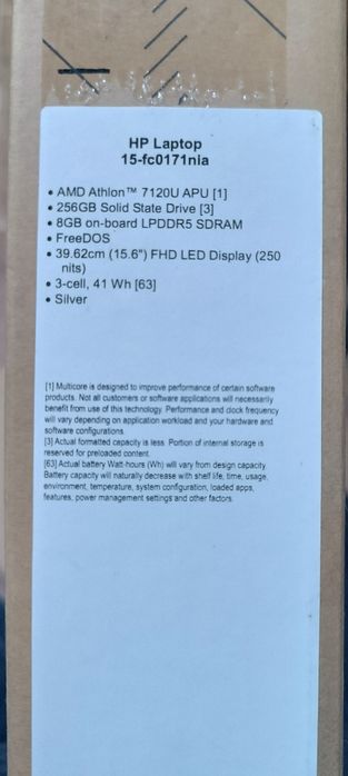 Yangi HP Laptop 15-fc0171nla | Athlon 7120U / 8GB RAM / 256GB SSD