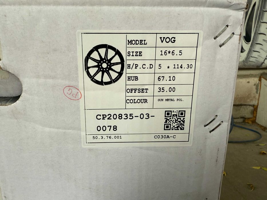 4 бр. чисто нови алуминиеви джанти VOG 16'' 5x114.3 ф67.1 ET35, 6.5J