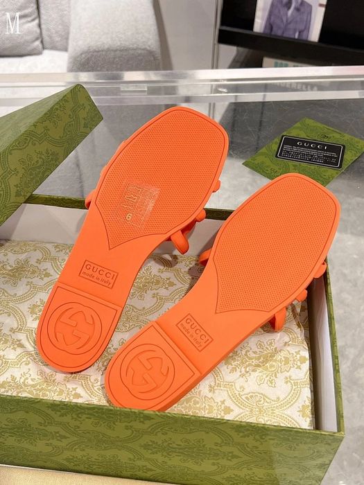 GG Interlocking G Rubber Slide - Orange