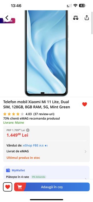 Xiaomi 11 lite 5G 128 gb si 8GB ca NOU/ Impecabil