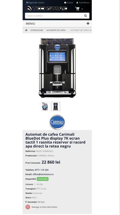 Esspresor Cafea Carimali + Frigider Lapte