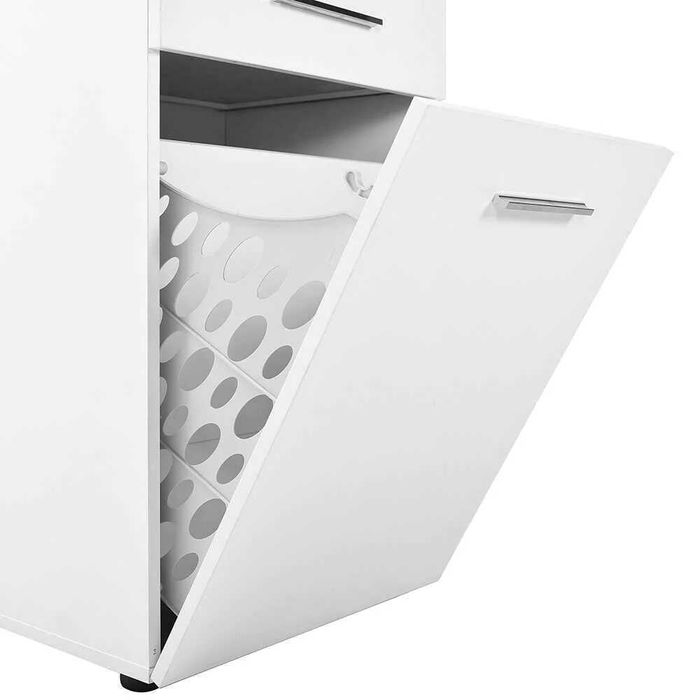 Dulap Baie cu cos de rufe Adore Diamond, Alb Lucios, 52 x 187 x 38 cm