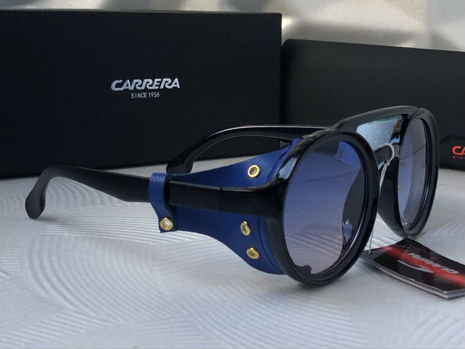 Мъжки слънчеви очила кръгли carrera 3 цвята черни сини жълти
