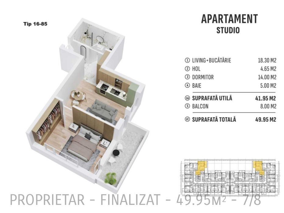 Proprietar vand apartament 2 camere tip studio, langa metrou, nou & disponibil imediat