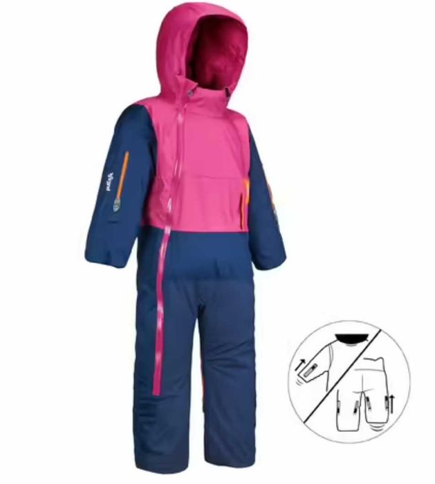 Costum săniuș/schi XWARM PULL'N FIT Roz-Albastru Bebe
