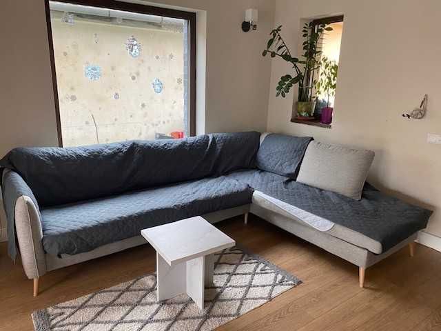 Husa canapea coltar impermeabila 4 locuri 280 cm - reversibila stanga/dreapta, gri inchis