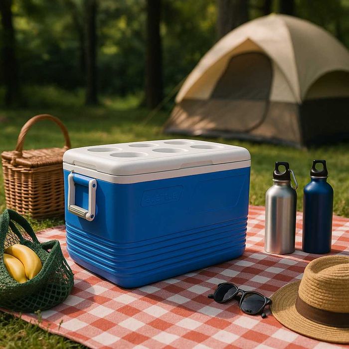 Хладилна кутия Atlantic 60L, пасивна, синя, с поставки за чаши