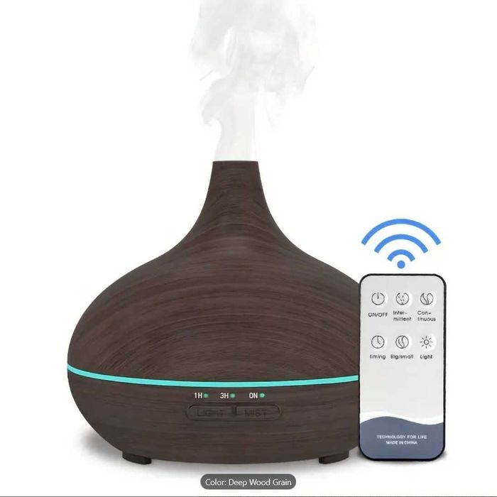 Арома дифузер и овлажнител 2 в 1, USB, 150 мл, с дистанционно, таймер