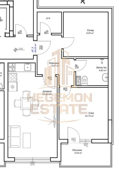 3-стаен в Варна-м-т Пчелина площ 69 цена 92700