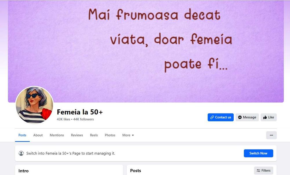 Pagina Facebook de vanzare