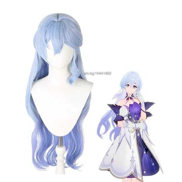 Светло синя аниме перука с подвижен кок Honkai Star Rail Robin Cosplay