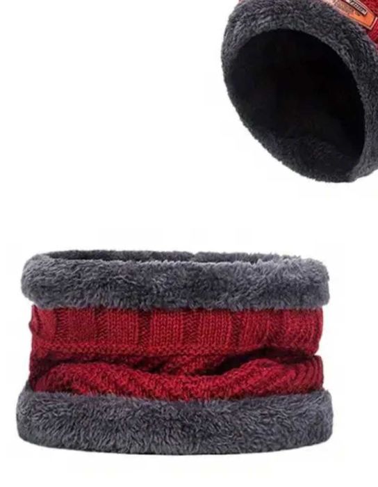 Зимна шапка и шал с подплата от полар