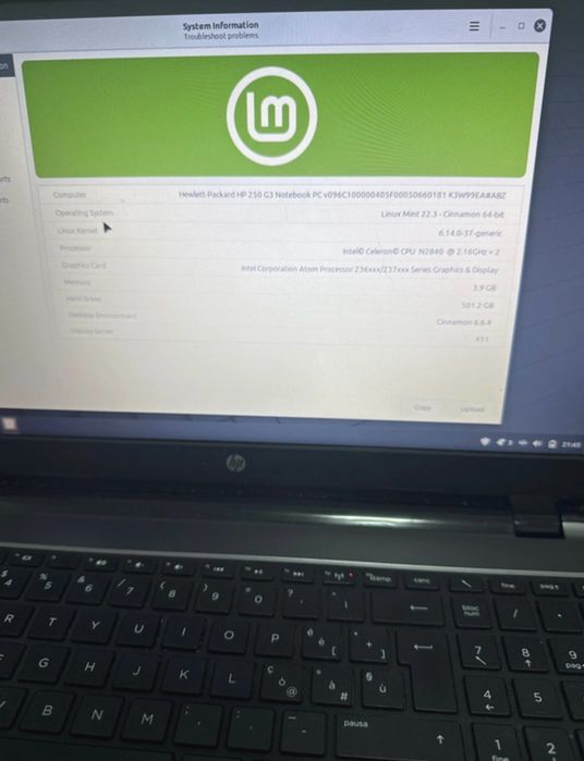 Hp 250 g3 merge foarte bine, system de operare linux