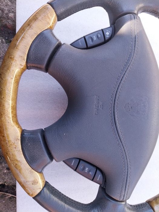 Кожен мултифункционален Махагон(дървен) волан с аербег Ягуар/Jaguar