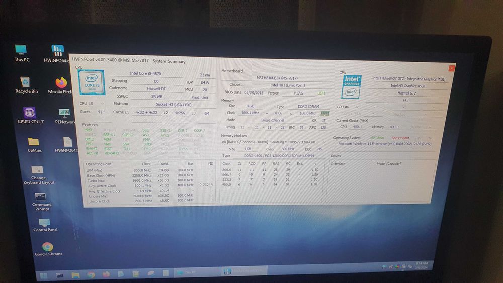 kit msi h81m + i5-4570 + cooler + ram