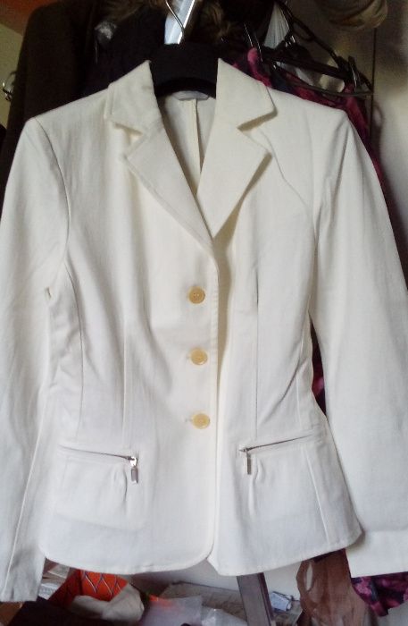 sacou Stefanel, alb, cambrat, nou, S