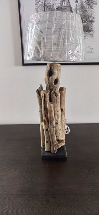Дървена, настолна, нощна лампа ръчна изработка