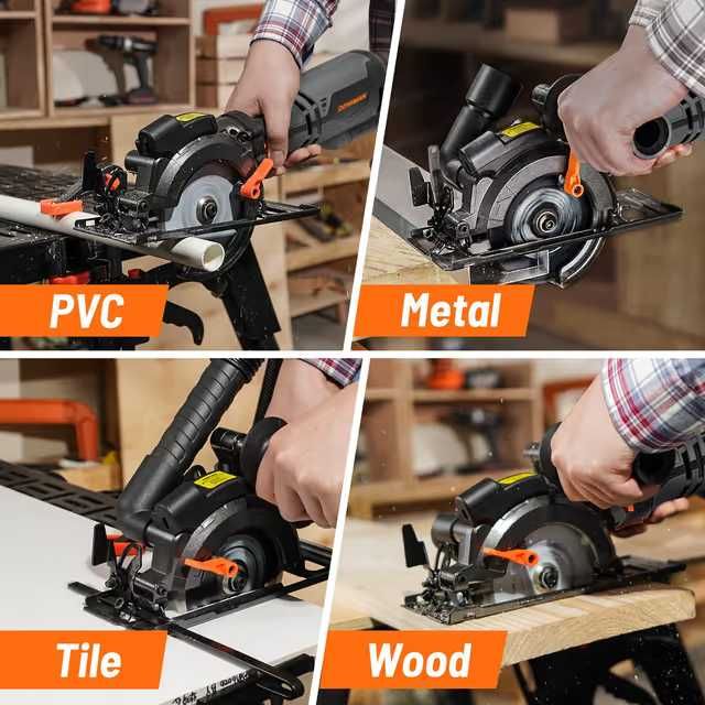 Mini ferăstrău circular 710W 115mm cu laser, portabil 3500RPM 6 discuri – MCS01A