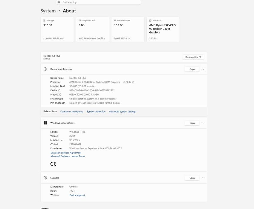 GMKtec Gaming Mini PC K8 Plus AMD Ryzen 7