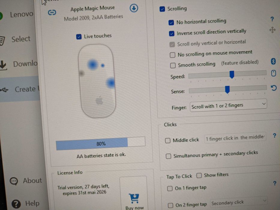 Apple Magic Mouse 1, A1296, Bluetooth, Wireless, 1300 dpi, Alb
