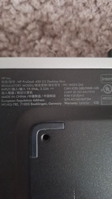 HP ProDesk 400 G3 DM, i5-7500T, ram 8 Gb