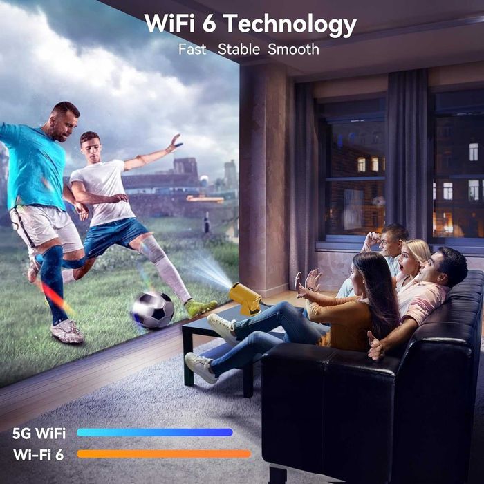 Мини проектор, Android TV 11.0, Преносим с Wifi и Bluetooth 5.2, 1080Р