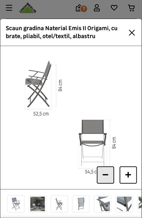Scaun gradina Naterial cu brate, pliabil, gri antracit