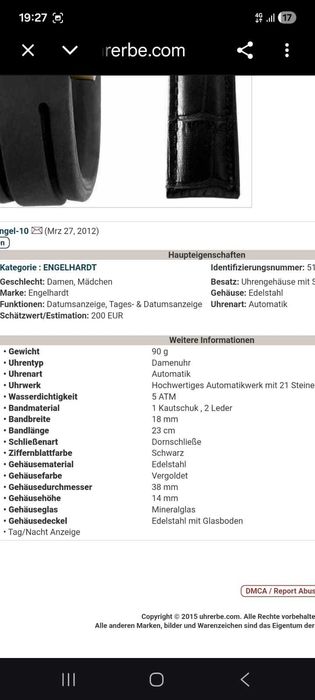 Vand ceas Engelhardt placat cu aur 24 K