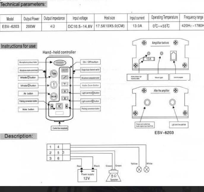 Sirena politie auto Americana 200W 9 Tonuri /Portavoce