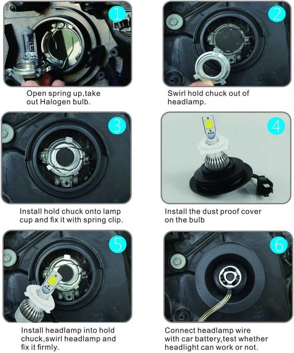 LED крушки H4, висок клас, 7200 lum, 6000K-6500K от Safego