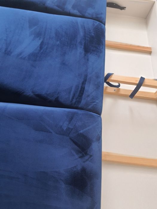 Canapea catifea extensibila 3 locuri albastru royal 220 x 100cm
