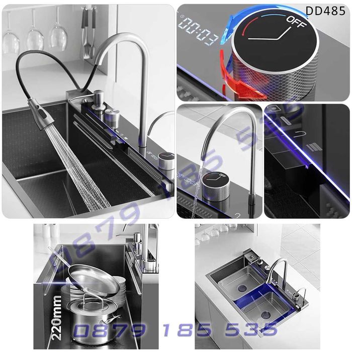 Водопадна кухненска мивка функции дисплей кухня лукс чешма модерна