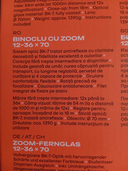 Binoclu cu zoom 12-36 x 70 NOU