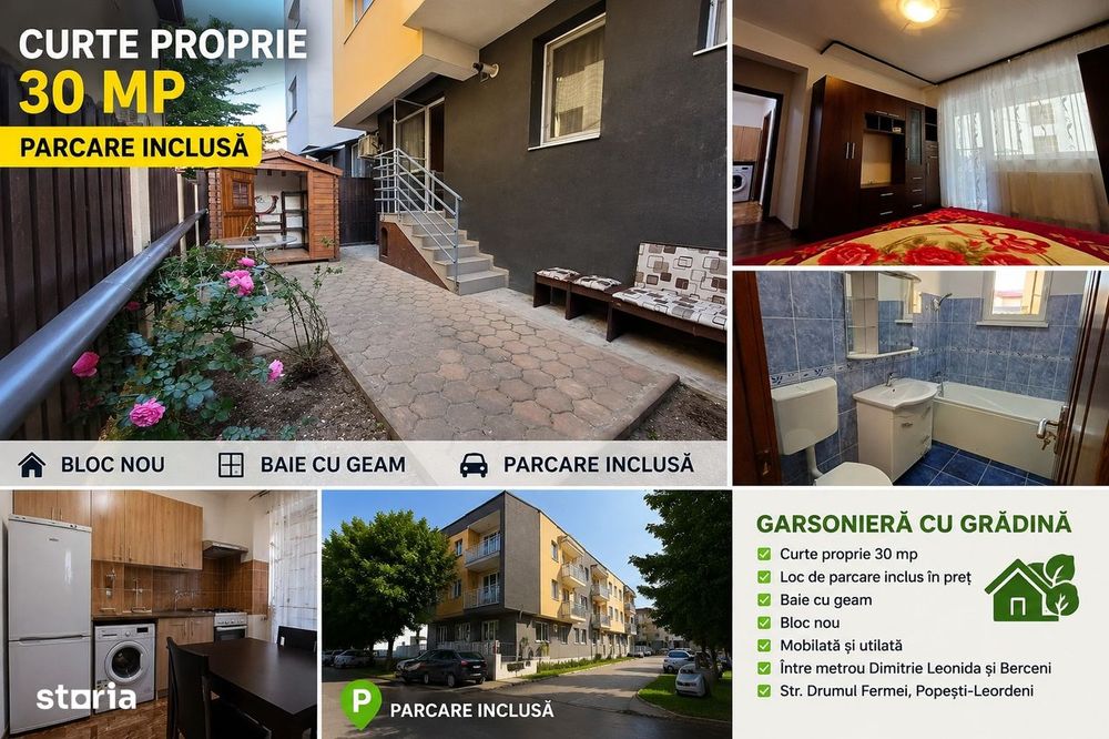 Metrou Berceni-Dimitrie Leonida, garsoniera cu gradina si loc parcare
