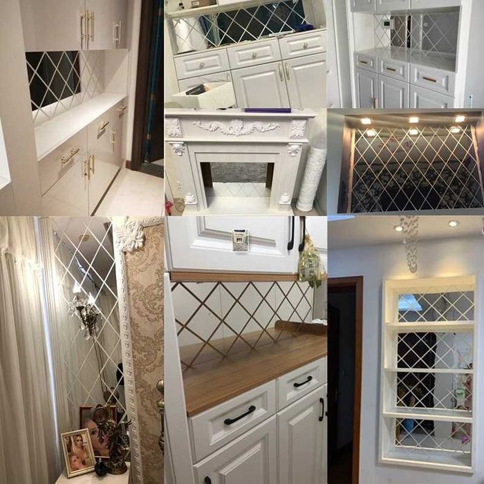 Set 58 Oglinzi Acrilice din PVC - Romb Auto-adeziv 100 x 100 cm