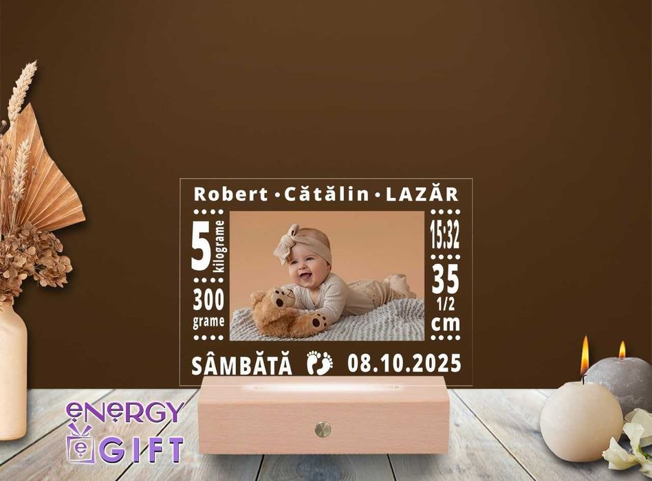 Lampa Led 3D Personalizata – Bebeluș / Nou-născut