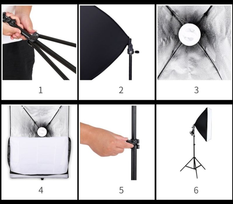 Set ring light (lampa circulara) mare si lumini pentru studio cu 2 softbox-uri si becuri LED