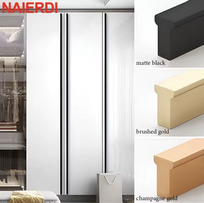 4 bucati manere dulap din otel inoxidabil auriu 100cm bucata