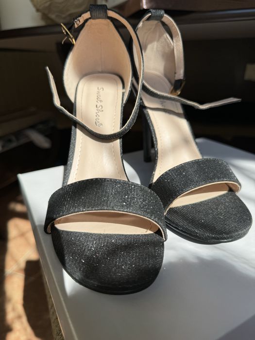 Sandale cu toc, negru, marimea 36