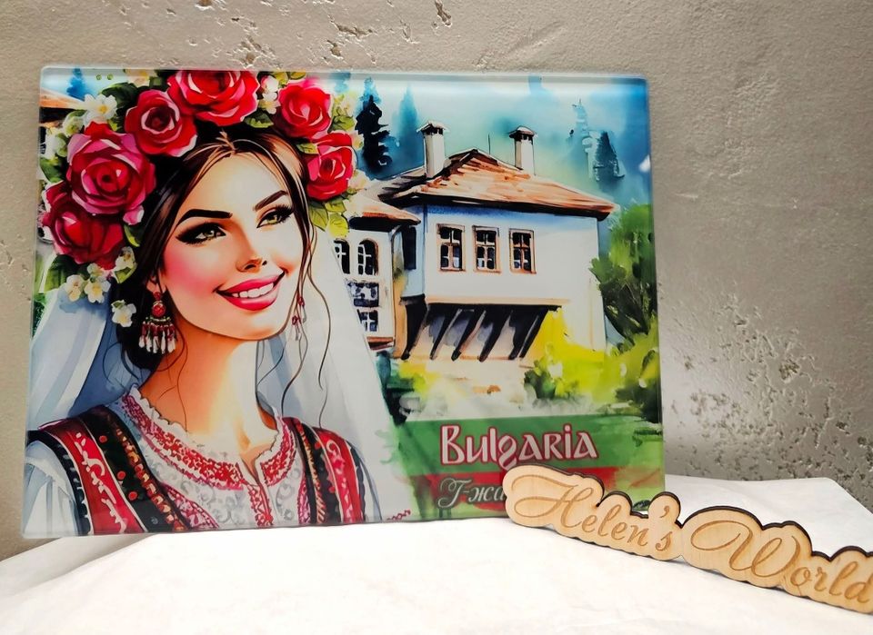 Стъклена дъска за рязане, за мезета. Наздраве. Персонализирани, имен
