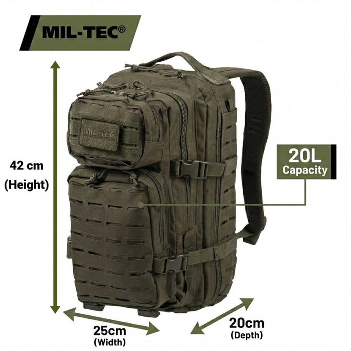 Impermeabil RANITA RUCSAC MILITAR MIL-TEC LASER-CUT - marime SMALL 20 litri - Ghiozdan Barbatesc Vanatoare Pescuit Camping Drumetie Munca Airsoft