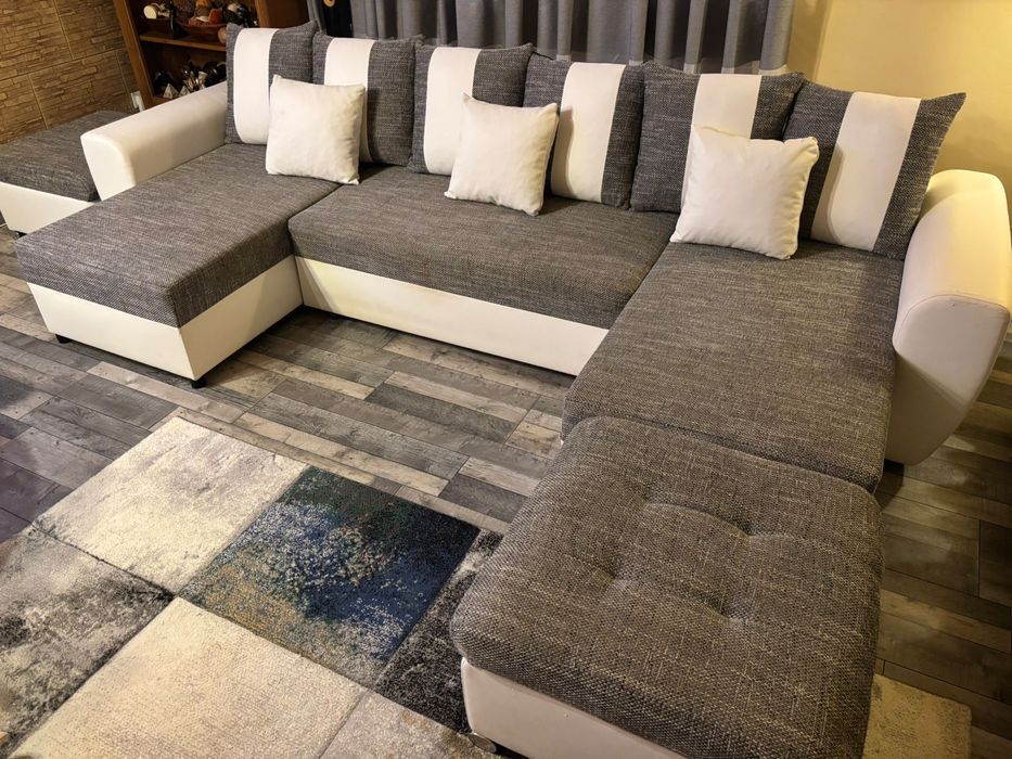 Set canapea în formă de U + taburete + șezlong – stare excelenta