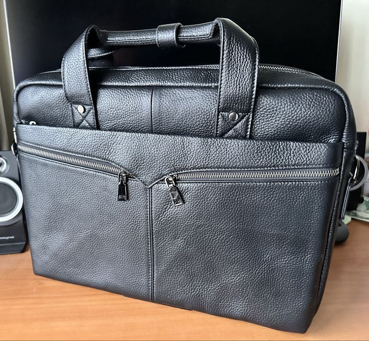 Мъжка луксозна офис чанта за лаптоп 15”/Бизнес куфарче от естест.кожа!
