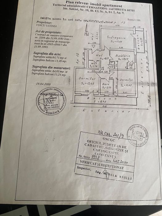 Vand apartament 3 camere cernavoda columbia