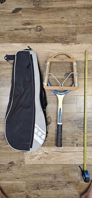 Rachetă tenis vintage lemn Slazenger + Presă Dunlop + Husă