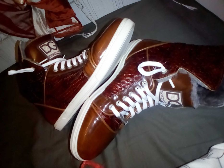 ghete adidasi D&G dolce piele șarpe lac îmblanite blana naturala 41 42