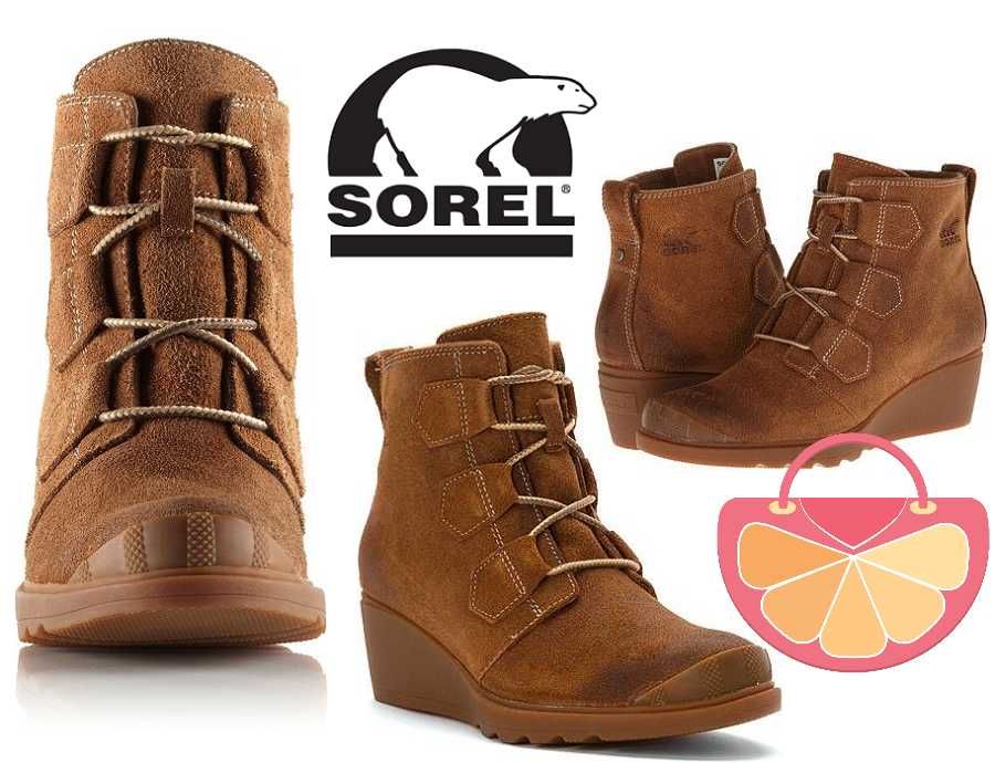 %ПРОМО%до 30.10!SOREL® № 36/37 – Дамски боти ест. велур с скосена плат